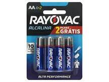 PILHA  ALCALINA  AA RAYOVAC C/ 6PCS